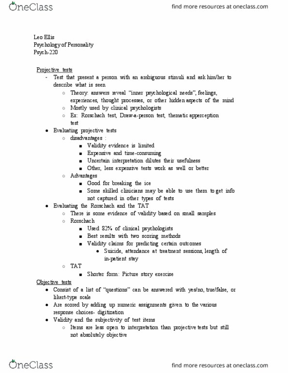 PSYCH-220 Lecture Notes - Lecture 8: Empirical Research, Factor Analysis, Face Validity thumbnail