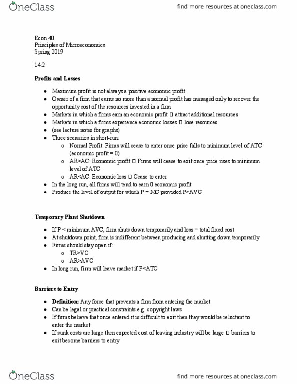 ECON 040 Lecture Notes - Lecture 28: Sunk Costs, Fixed Cost, Opportunity Cost thumbnail