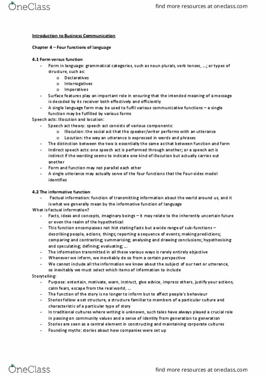 ENG ELC 220 Lecture Notes - Lecture 17: Performative Utterance, Pronoun, Phatic Expression thumbnail