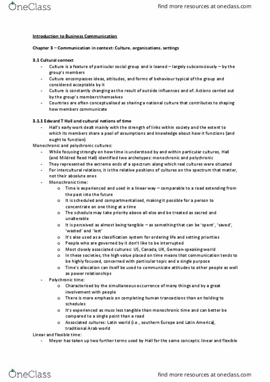 ENG ELC 220 Lecture Notes - Lecture 18: Corporate Communication, Organizational Culture, Interpersonal Communication thumbnail