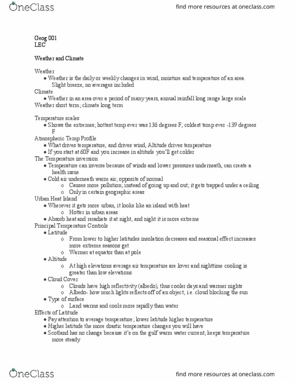 GEOG 001 Lecture Notes - Lecture 19: Solar Irradiance, Latent Heat, Atmospheric Pressure thumbnail