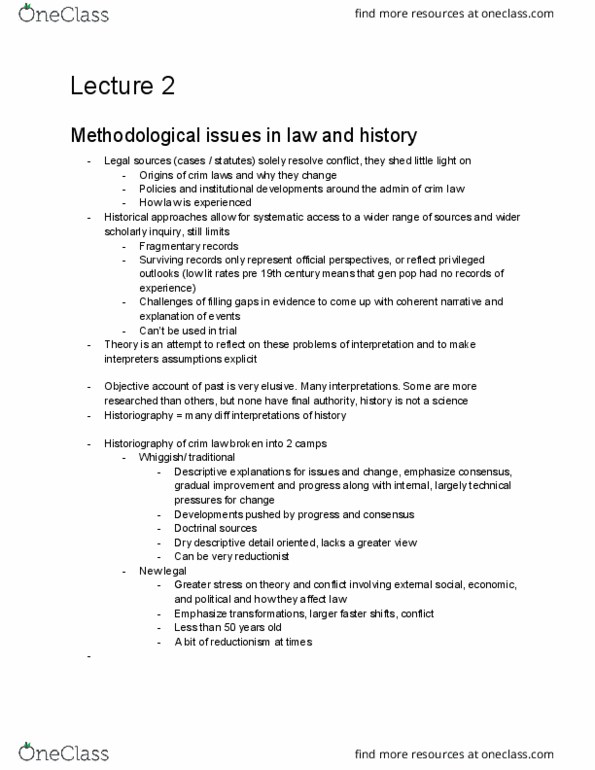 LAWS 3305 Lecture Notes - Lecture 2: Reductionism, Adversarial System, Misdemeanor thumbnail
