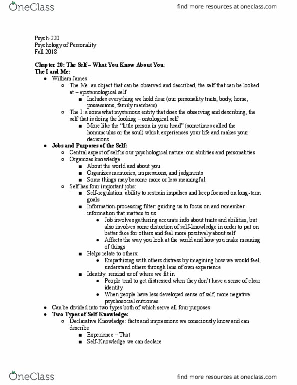 PSYCH-220 Chapter Notes - Chapter 20: Barometer thumbnail