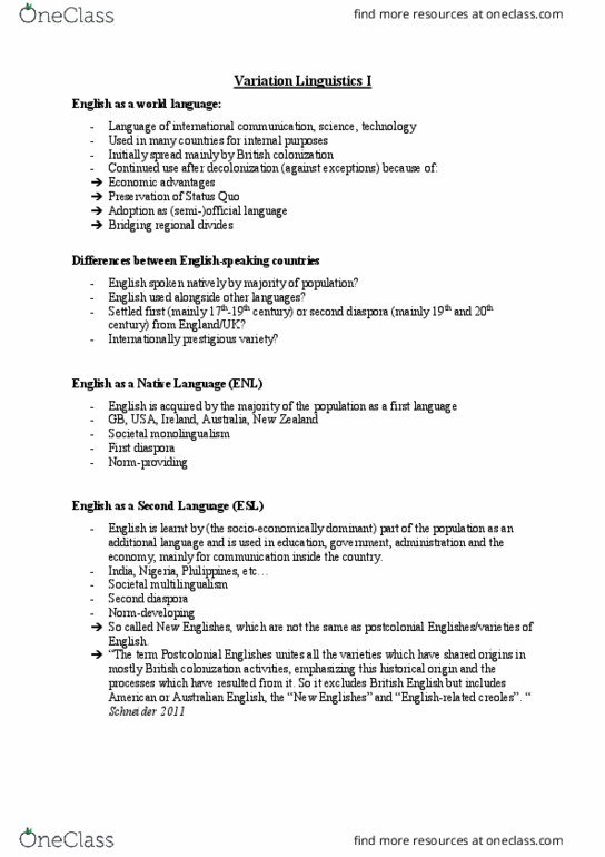 CO SCI 136 Lecture Notes - Lecture 19: World Englishes, Yogurt, English Language In England thumbnail