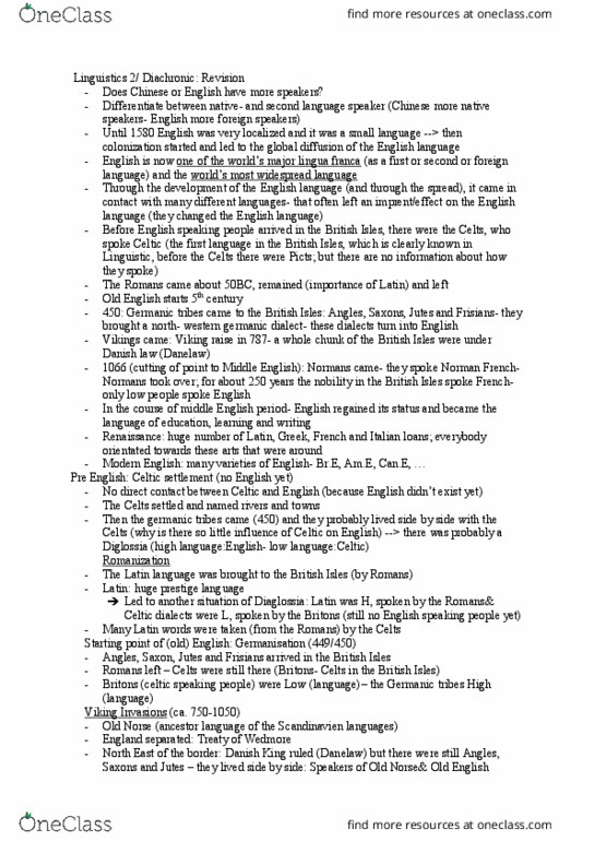 A S L 3 Lecture Notes - Lecture 20: Danelaw, Jutes, Germanic Languages thumbnail