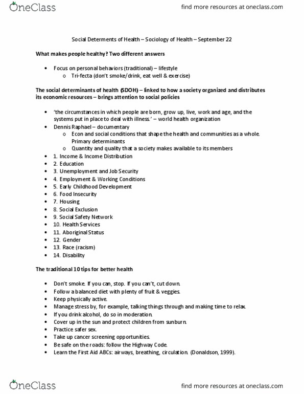 SOCIOL 3HH3 Lecture Notes - Lecture 3: The Highway Code, Network Ten, Medical Sociology thumbnail