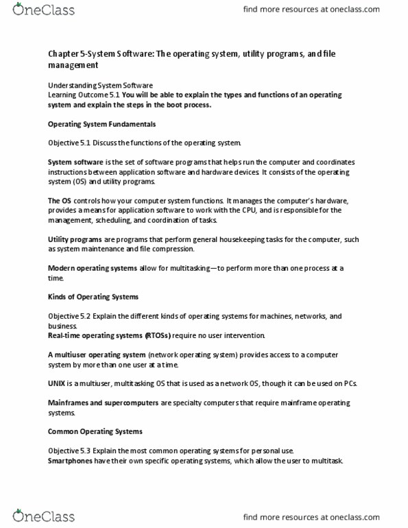 CP102 Lecture Notes - Lecture 5: Network Operating System, Application Software, File Explorer thumbnail