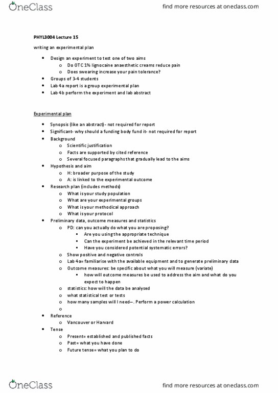 PHYL3002 Lecture Notes - Future Tense, Lidocaine, Statistical Hypothesis Testing thumbnail
