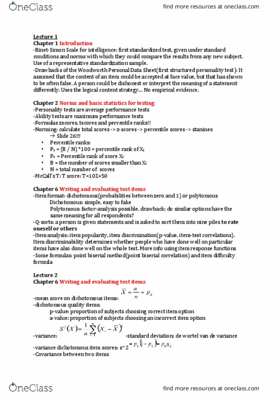 MARKET 1 Lecture Notes - Lecture 3: Percentile Rank, Item Response Theory, Percentile thumbnail