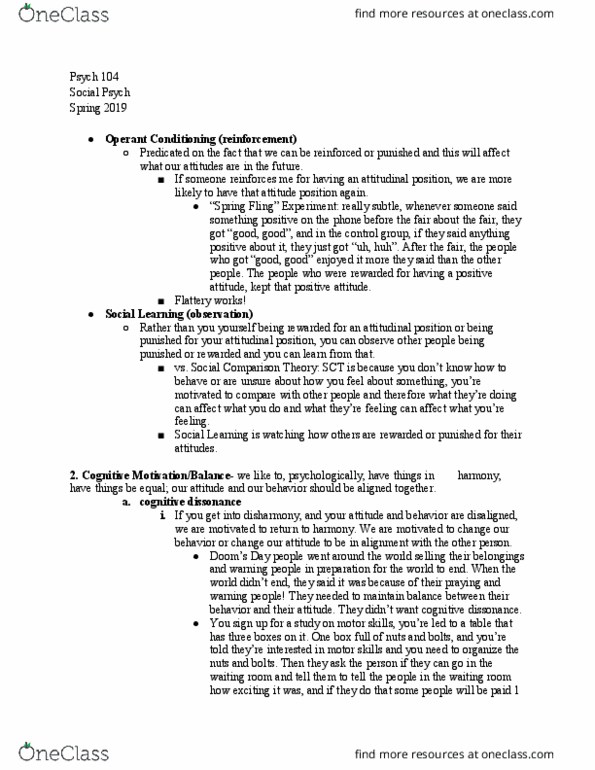 PSYCH 104 Lecture Notes - Lecture 32: Social Comparison Theory, Small Appliance, Psych thumbnail