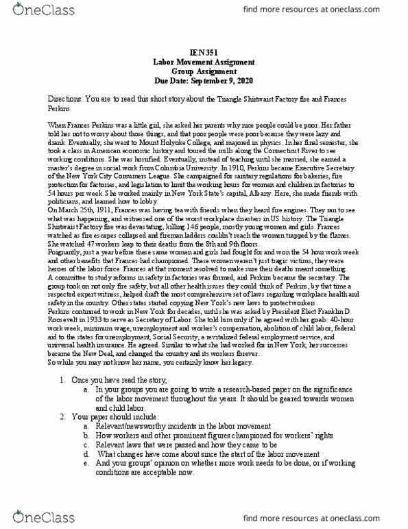 IEN 351 Lecture Notes - Lecture 8: Frances Perkins, Connecticut River, Mount Holyoke College thumbnail