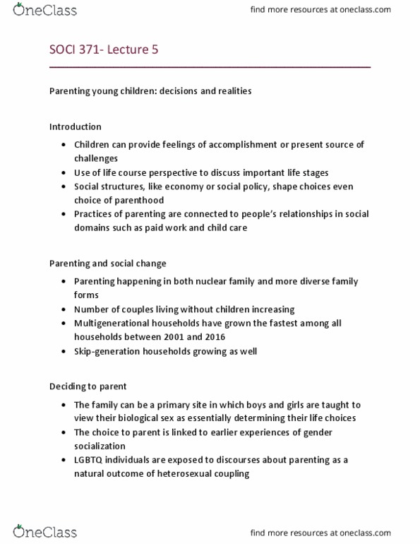 SOCI 371 Lecture Notes - Lecture 5: Lgbt, Nuclear Family, Remittance thumbnail