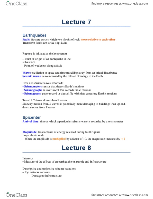 ERTH 2415 Lecture Notes - Lecture 7: Mercalli Intensity Scale, Natural Frequency, Seismometer thumbnail