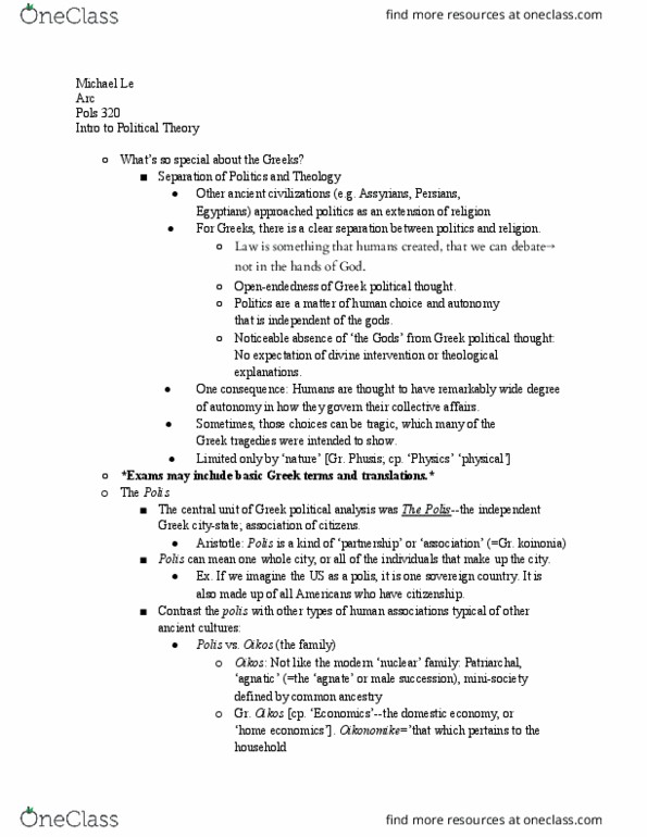POLS 320 Lecture Notes - Lecture 15: Koinonia, Nuclear Family, List Of Newspapers In Greece thumbnail