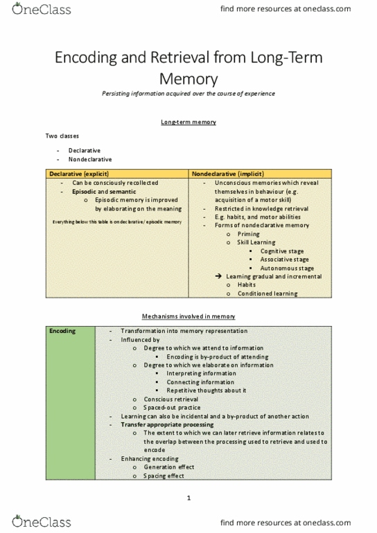 DANCEST 805 Lecture Notes - Lecture 28: Knowledge Retrieval, Episodic Memory, Motor Skill thumbnail