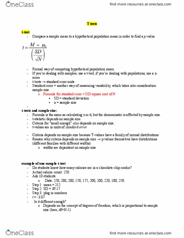 PNB 3RM3 Lecture Notes - Lecture 35: Chocolate Chip Cookie, Standard Error, Standard Deviation thumbnail