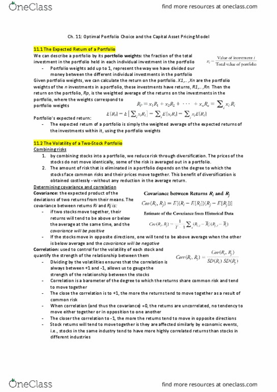 CO SCI 136 Lecture Notes - Lecture 25: Capital Asset Pricing Model, Expected Return, Weighted Arithmetic Mean thumbnail