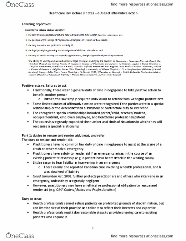 Health Sciences 3101A/B Lecture Notes - Lecture 8: Health Professional, Legal Guardian, Workplace Violence thumbnail