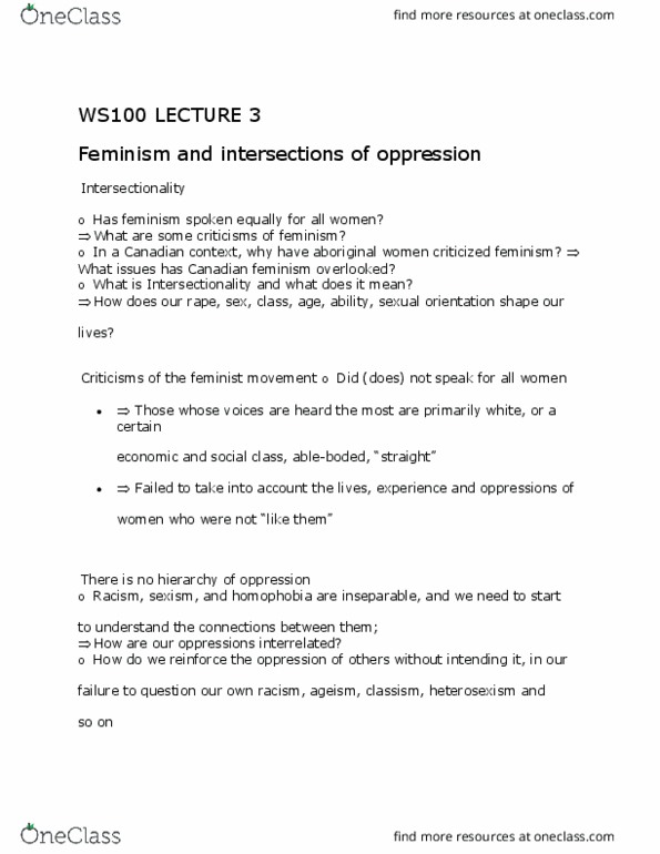 UU150 Lecture Notes - Lecture 3: Class Discrimination, Heterosexism, Ageism thumbnail