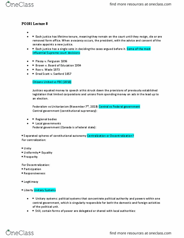 PO101 Lecture Notes - Lecture 8: Consociationalism, Autonomous Communities Of Spain, Cooperative Federalism thumbnail