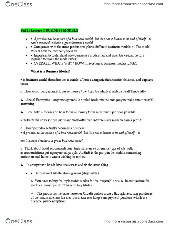 BU121 Lecture Notes - Lecture 2: Airbnb, American Express, Consumer Reports thumbnail