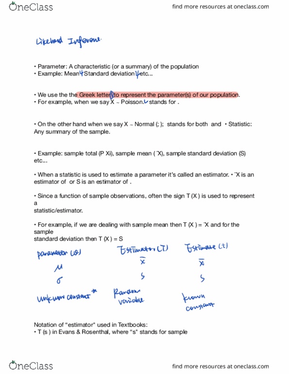 STAB57H3 Chapter Notes - Chapter 5.7: Probability Distribution, Interval Estimation, Statistical Hypothesis Testing thumbnail
