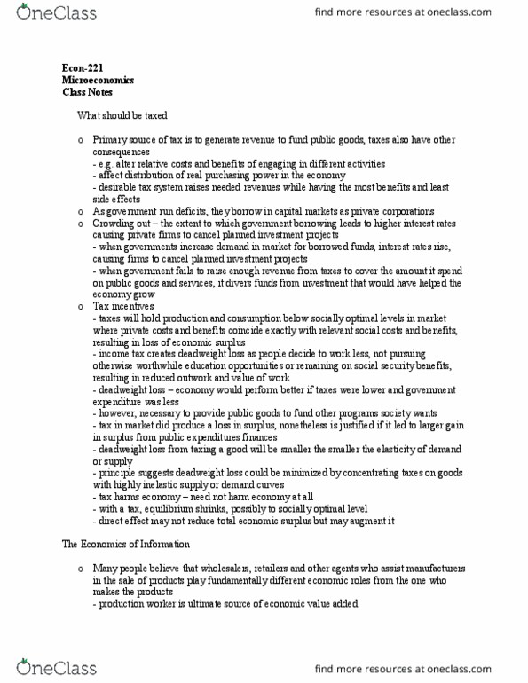 ECON-221 Lecture Notes - Lecture 28: Deadweight Loss, Economic Surplus, United States House Committee On Oversight And Government Reform thumbnail