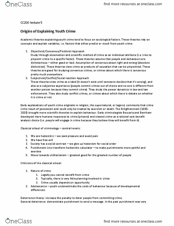 CC200 Lecture Notes - Lecture 5: Deterrence Theory, Scientific Method, Age Of Enlightenment thumbnail