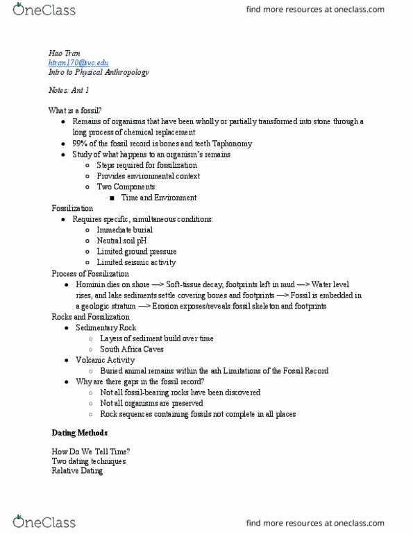 ANTH 1 Lecture Notes - Lecture 26: Ground Pressure, Sedimentary Rock, Soil Ph thumbnail