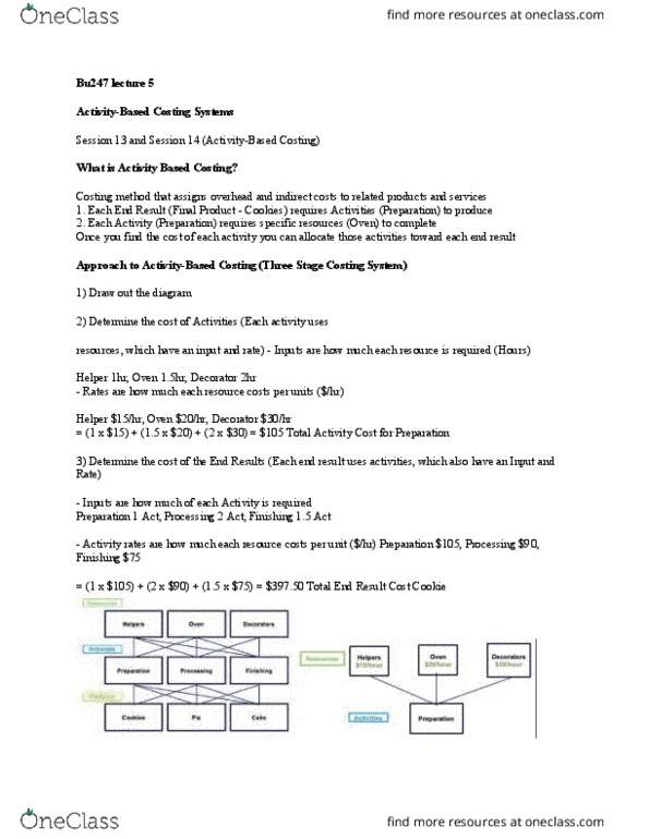 BU247 Lecture Notes - Lecture 5: Activity-Based Costing thumbnail