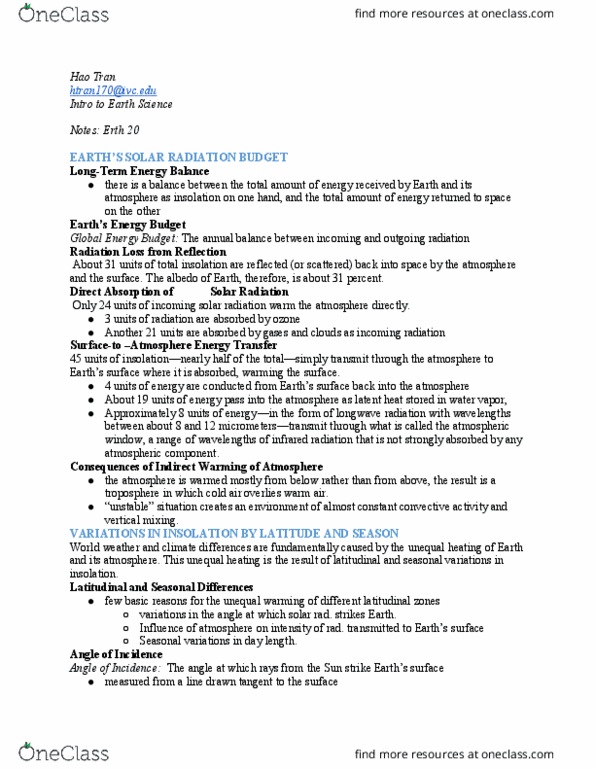 ERTH 20 Lecture Notes - Lecture 17: Solar Irradiance, Latent Heat, Heat Capacity thumbnail