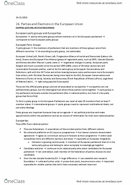 ENG ELC 220 Lecture Notes - Lecture 9: Nordic Green Left Alliance, European Free Alliance, Matteo Salvini thumbnail