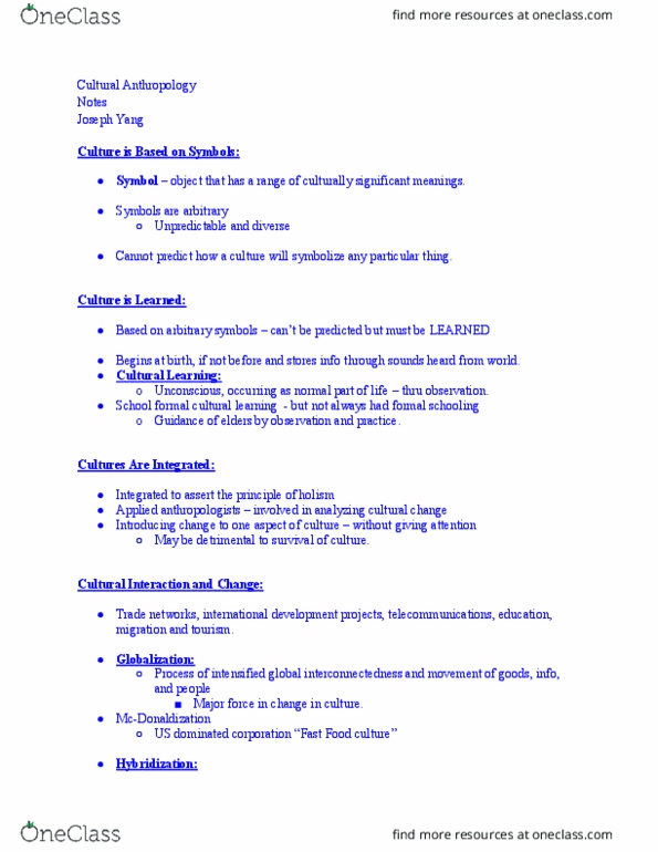 ANT-2 Lecture Notes - Lecture 5: Major Force, Mcdonaldization thumbnail