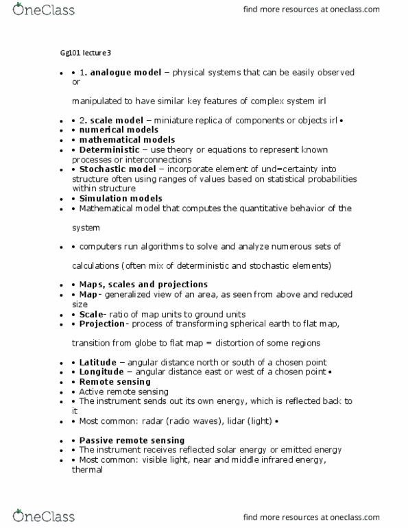 GG101 Lecture Notes - Lecture 3: Stochastic Process, Lidar, Mathematical Model thumbnail