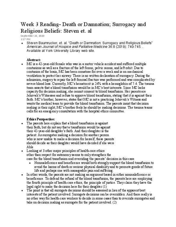 HLST 4010 Chapter 3: Week 3 Reading- Death or Damnation Surrogacy and Religious Beliefs Steven et. al thumbnail