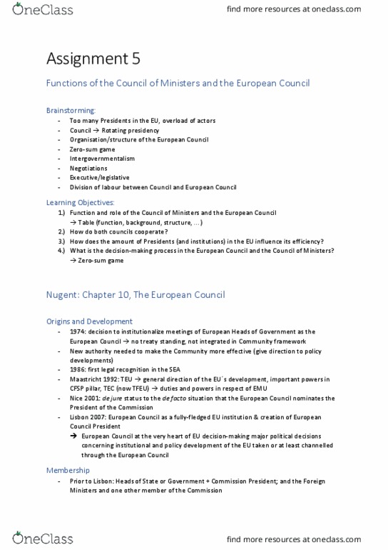 INTBUS 6 Lecture Notes - Lecture 9: Presidency Of The Council Of The European Union, De Jure, President Of The European Commission thumbnail