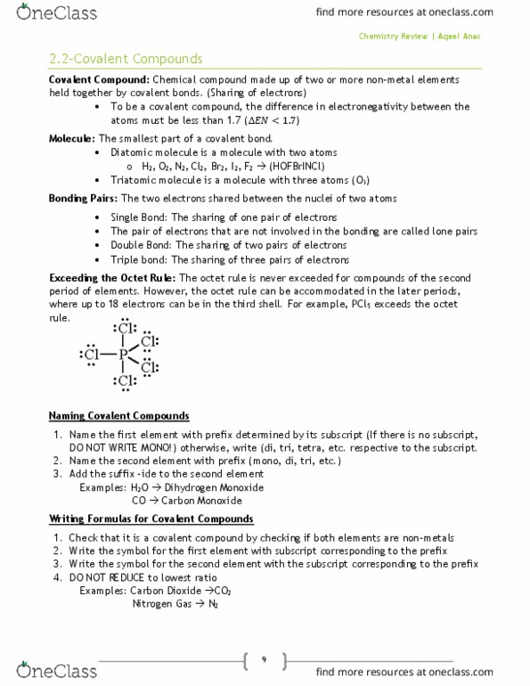 CHM211H5 Chapter Notes - Chapter 2.2: Bromine, Electronegativity, Triple Bond thumbnail