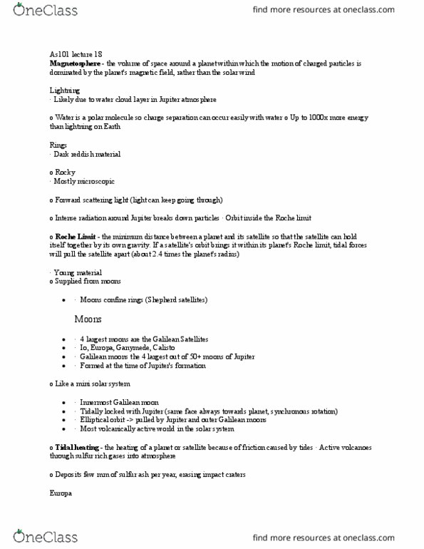 AS101 Lecture Notes - Lecture 18: Galilean Moons, Roche Limit, Tidal Heating thumbnail