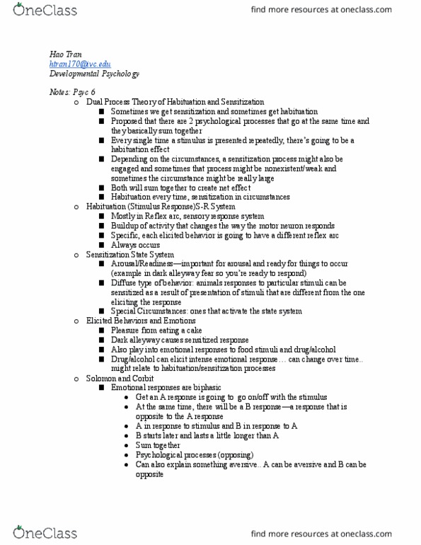 PSYC 6 Lecture Notes - Lecture 29: Reflex Arc, Special Circumstances, Motor Neuron thumbnail