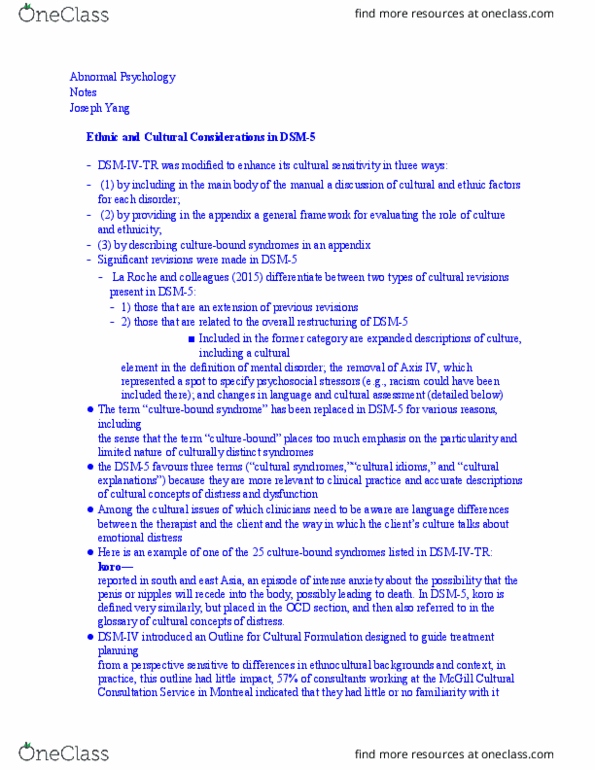 PSY-35 Lecture Notes - Lecture 29: Dsm-5, Mental Disorder, American Psychiatric Association thumbnail