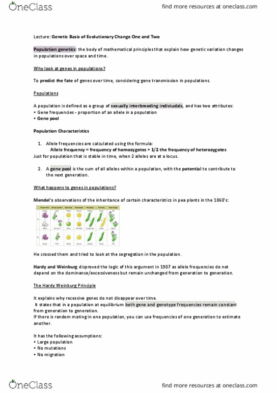 DANCEST 805 Lecture Notes - Lecture 12: Allele Frequency, Genotype Frequency, Gene Pool thumbnail