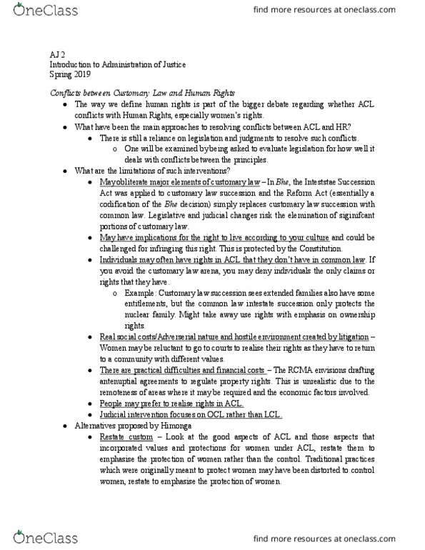 AJ 2 Lecture Notes - Lecture 27: Intestacy, Nuclear Family, Natural Justice thumbnail