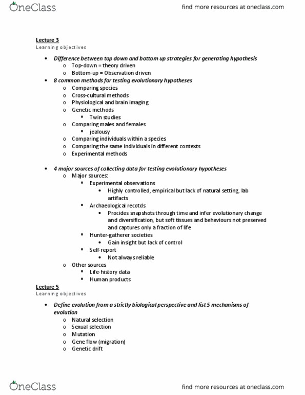 PSYCH 3F03 Lecture Notes - Lecture 3: Genetic Drift, Twin Study, Sexual Selection thumbnail