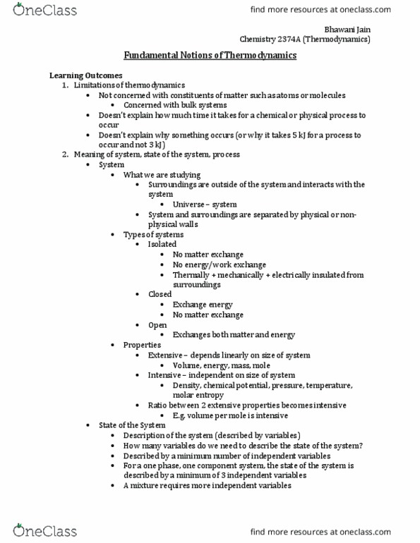 Chemistry 2374A Lecture Notes - Lecture 2: Phase Transition, Thermodynamics, Pauli Exclusion Principle thumbnail