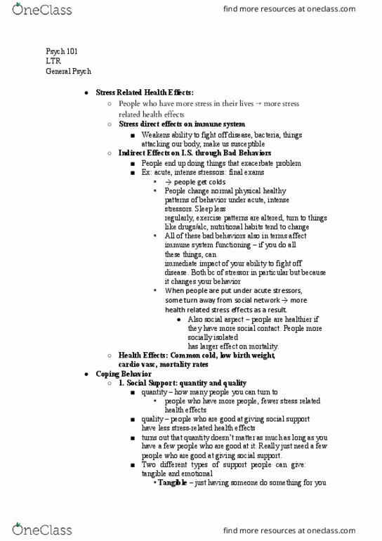 PSYCH 101 Lecture Notes - Lecture 29: Common Cold, Immune System, Birth Weight thumbnail
