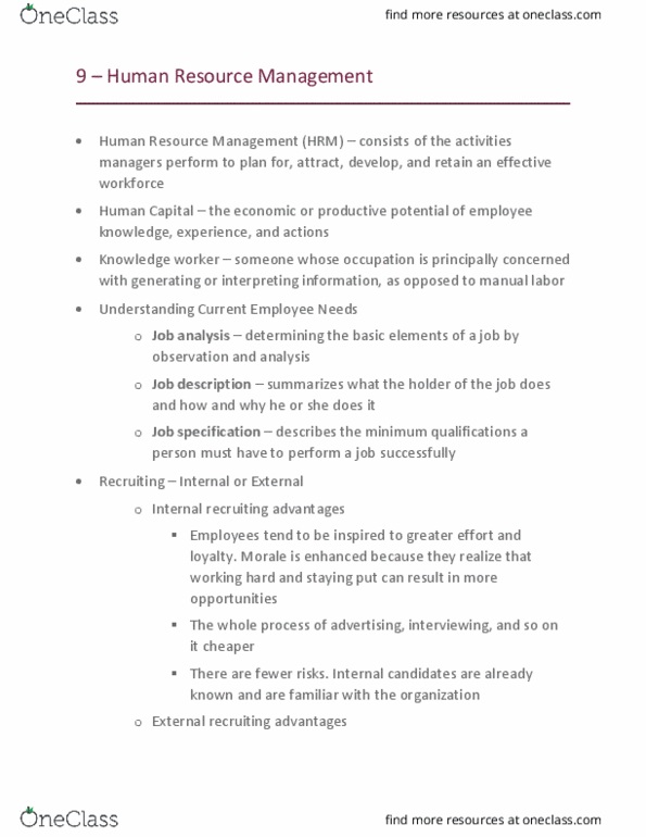 MGT-2010 Lecture Notes - Lecture 7: Knowledge Worker, Job Analysis, Performance Management thumbnail