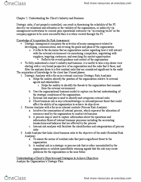 ACG 5637 Chapter Notes - Chapter 5: Strategic Management thumbnail