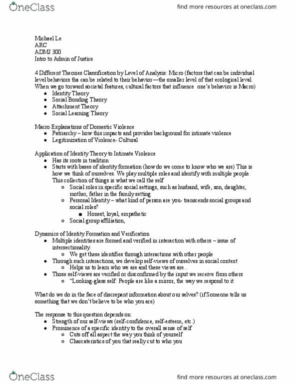 ADMJ 300 Lecture Notes - Lecture 31: List Of Civilisations In The Culture Series, Social Learning Theory, Social Group thumbnail