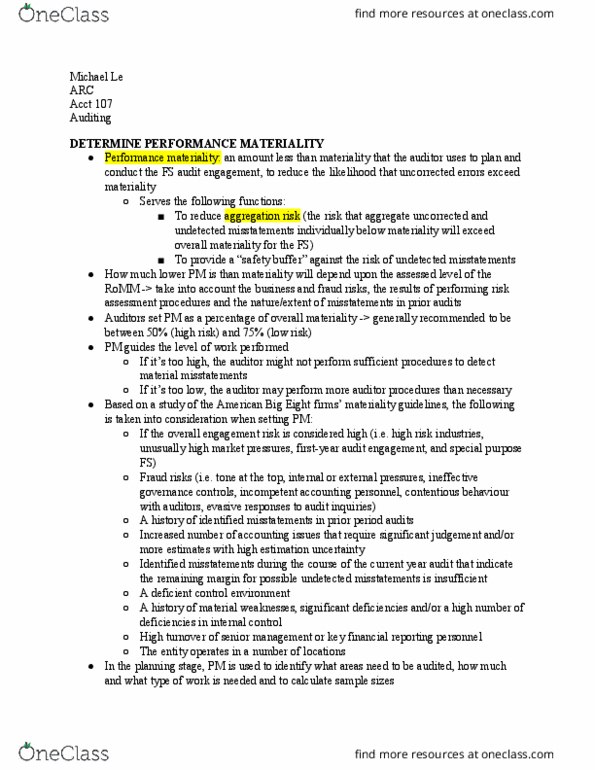 ACCT 107 Lecture Notes - Lecture 32: Financial Statement, Internal Control thumbnail