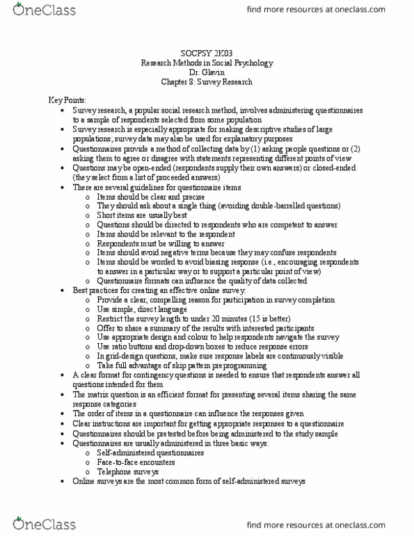 SOCPSY 2K03 Chapter Notes - Chapter 8: Observational Error, Computer Monitor, Precoding thumbnail